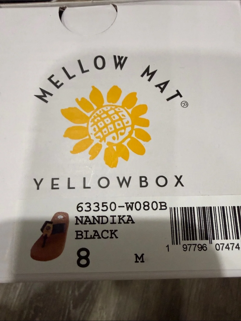 Yellow Box Black Faux-Leather Sunflower Thong Sandal with Tan Accent - Picture 6 of 6